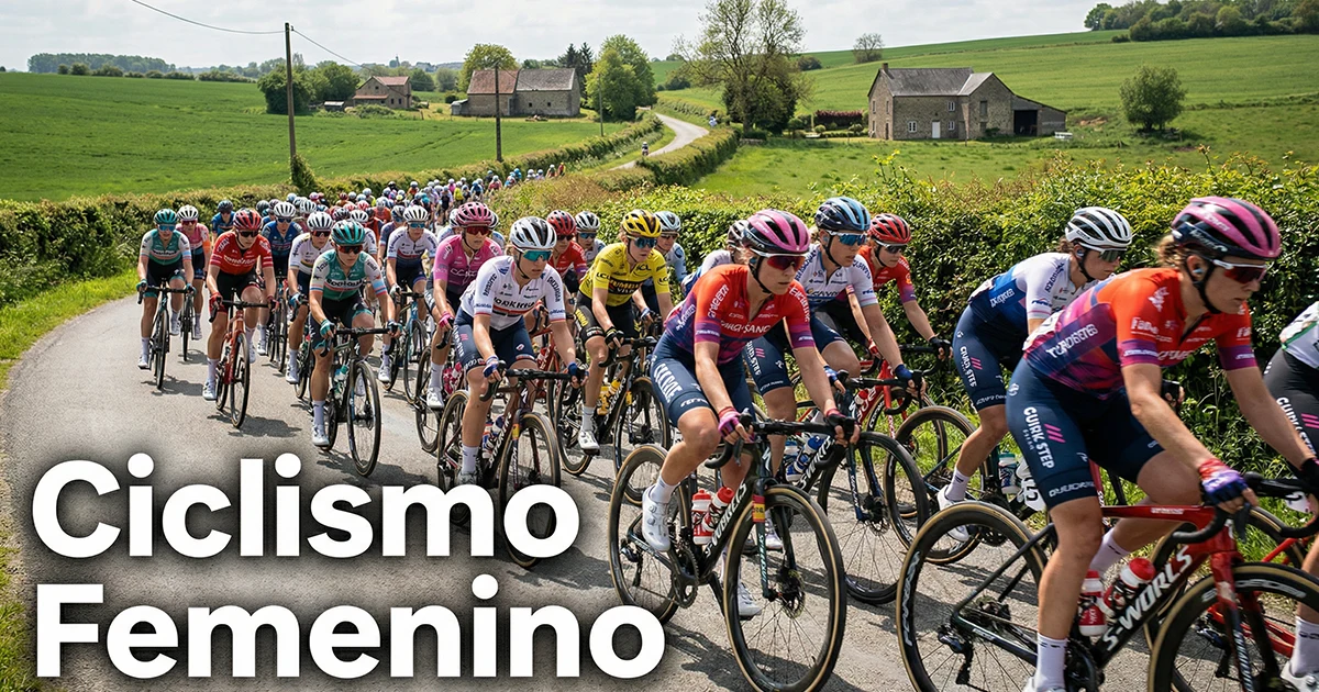 Pelotón femenino profesional rodando en formación durante una carrera del calendario UCI Women's World Tour